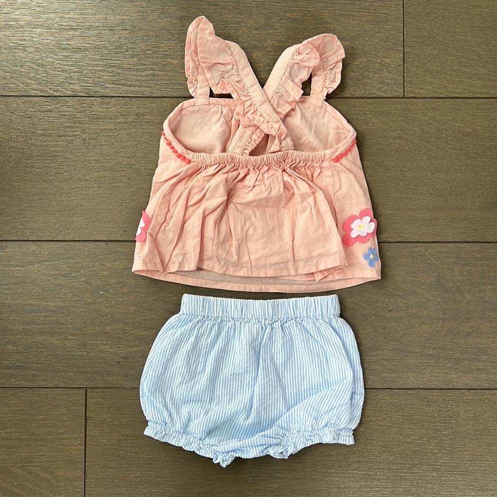 Baby Boden Girls Cotton Flower Tank Top and Short Set 0-3 Months - Picture 2 of 3